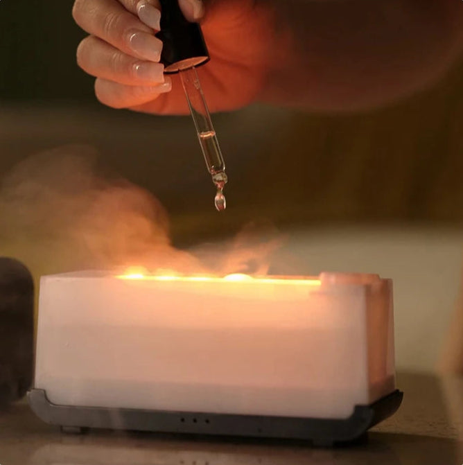 New Simulation Flame Aromatherapy Machine Mini Air Humidifier LED Colorful Light Timer Humidifier Home Perfume Diffuser